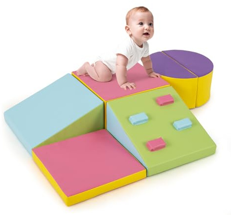 DREAMADE 6 TLG. Softbausteine für Kinder, Kletterblöcke aus Schaumstoff, Riesenbausteine Softbausteine zum Klettern & Toben für Baby & Kleinkinder, Montessori Kletter-Spielzeug (Bunt)