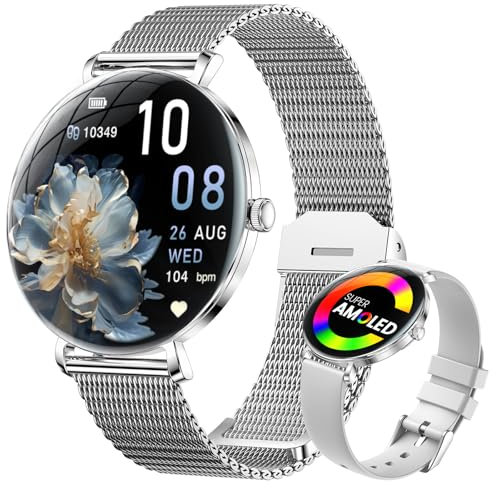 LIGE Smartwatch Donna Sottile con Chiamate, 1.43 AMOLED Orologio Fitness con Sonno/Frequenza Cardiaca, IP68 Impermeabile Smart Watch per Android iOS, 200+ Quadranti, 100+ Sport, Argento