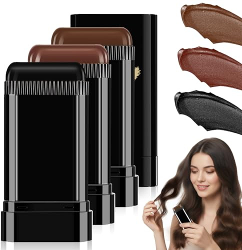 3PCS 2 in 1 Instant Hair Color Stick, Waterproof and Sweat Proof Hair Dye Stick, Portable 3 Color Touch-Up Hair Sticks With Comb for Women Men