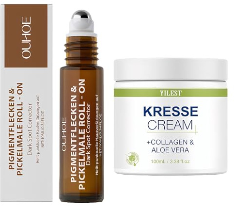 Roll-on anti-taches et anti-boutons + pommade au cresson active, pour réduire les taches pigmentaires, les taches de vieillesse et les taches de boutons, enlever les taches pigmentaires du visage