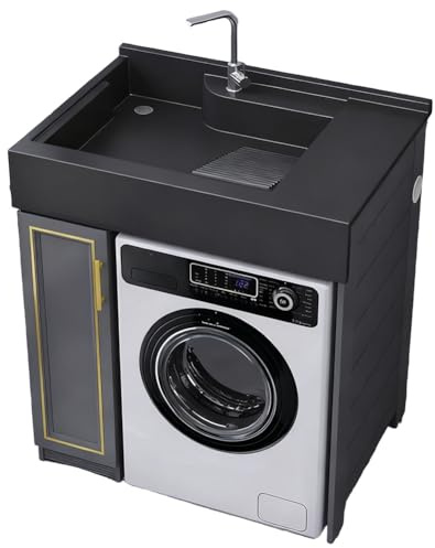 PP-Vic Unidad Multifuncional Combinada De Lavadora Y Fregadero, Mueble Para Lavandería Con Fregadero, Adecuado Para Colocar Encima De Lavadoras Y Secadoras, Incluye Grifo,Left 80 * 60cm
