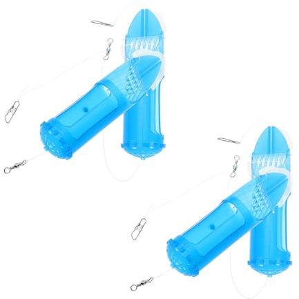 Mikinona 4 Pezzi Gabbia per Esche da Pesca Rotante Blu Alimentatore Feeder in Rete Plastica Resistente Supporto per Mangiatoia per Pesca Grossa per Ambienti di Fiume e Uso Outdoor