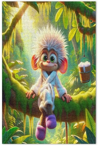 Jigsaw Puzzles 500 Piece for Adults White Elephants Gifts Men Gift Unique Animal Flower Art Cute Monkey Tree Funny, 20.5x14.9 inch
