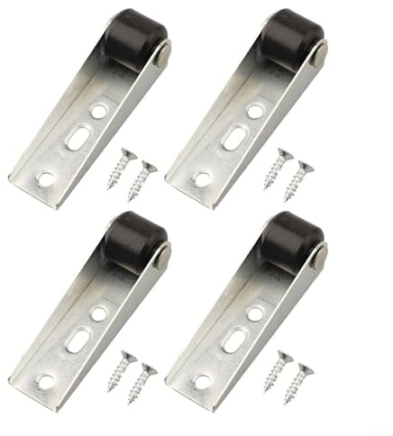 Qualoramall Ruote girevoli 68 x 21 mm, in ferro zincato e gomma, silenziose, con puleggia direzionale per montaggio laterale, per porte scorrevoli, armadi, Ta(4 pezzi, nero)