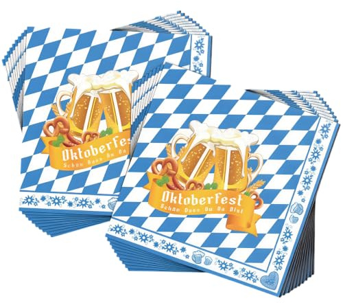 Alluring Pack of 20 Oktoberfest Napkins, Large Bavarian Decoration, Beer Festival Napkins, Paper Napkins for Munich Oktoberfest, Beer Tents, Table Decoration 33 x 33 cm