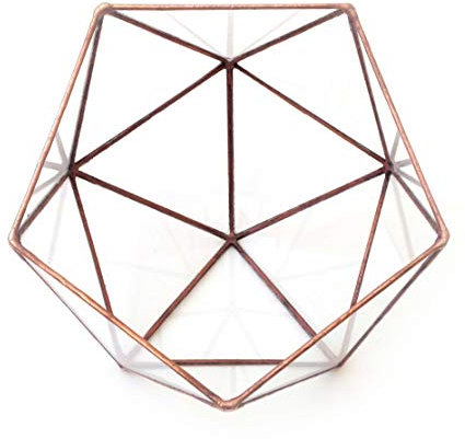 Terrario grande de 7,5 pulgadas / 19 cm de ancho, maceta geométrica de cristal para cactus suculentas, boda, moderna maceta icosaedro, hecha a mano en Inglaterra (mediano, cobre brillante)
