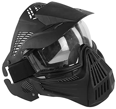 Airsoft-Maske, Maske für das ganze Gesicht, Mesh-Maske, Schutzmaske, Militärschutzmaske, ideal für Paintball / Halloween-Kostüm, von HaoYK, Schwarz