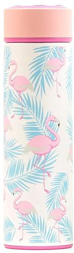 Irisana - Botella para Infusiones con Filtro - 500 ml - Rosa y Flamenco - 7,5 x 7,5 x 25 cm - Termo Ideal Infusión o Mate - Tapa y Filtro - Modelo Bbo