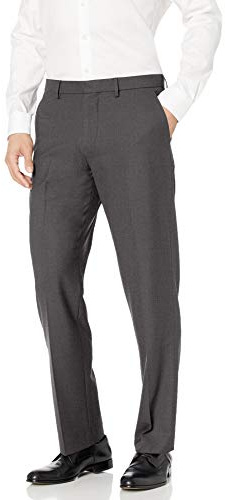 Amazon Essentials Men's Classic-Fit Wrinkle-Resistant Stretch Dress Trousers, Charcoal, 34W / 32L