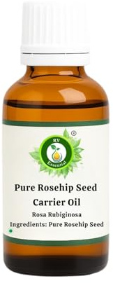 R V Essential Vettore seme puro di rosa canina Olio 50ml (1.69oz)- Rosa Rubiginosa (100% Pressato a Freddo Puro e naturale) Pure Rosehip Seed Carrier Oil
