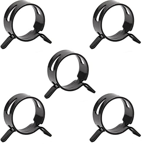 MroMax 5Pcs 0.98(25mm) ID Spring Band Hose Clamps, Black Hose Clamp Fit for 1-1/8 OD Fuel Line, Silicone Vacuum Hose Pipe, Air Hose Tube and Water Pipe, Bushing Automotive Replacement Fastener