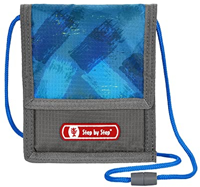 Hama Step by Step Brustbeutel „City Cops“, blau/grau, mit Sichtfenster, Münzfach mit Reißverschluss, Schlüsselbefestigung, zum Umhängen, für Jungen ab der 1. Klasse