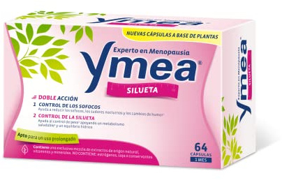 Ymea Silueta| Tratamiento de la Menopausia | Doble acción - Control de Sofocos y Control de la Silueta | Apto para Uso Prolongado | Sin Estrogenos, Soja o Consevantes, 64 cápsulas