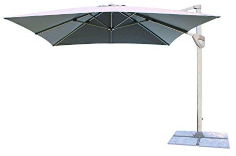 Milani Home s.r.l.s. Ombrellone da Giardino 3 X 3 Palo Laterale Grigio Telo Grigio per Esterno, Giardino Ristorante Gelateria Bar Hotel Albergo