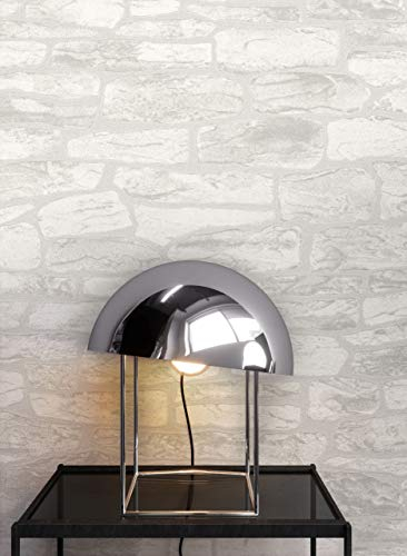 NEWROOM Tapete Weiß Vlies Steinoptik - Modern Industrial Mauerwerk Backstein für Wohnzimmer Schlafzimmer