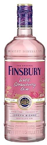 Finsbury Wild Strawberry Gin mit 37,5% vol. (1 x 0,7l) - Der Pink Premium Gin - Erdbeer und Himbeernoten - Perfekt mit Tonic und frischen Beeren