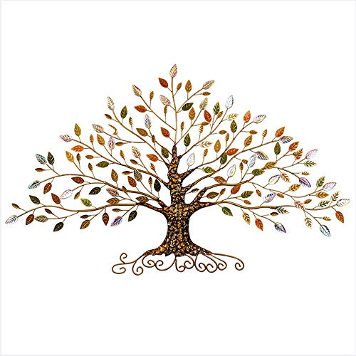 HQL Metallwandskulptur, Baum des Lebens, Wandbehang aus Schmiedeeisen, handgefertigte Wanddekoration für das Schlafzimmer im Wohnzimmer,30 W x 18 H（77x45cm）