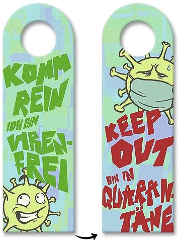 Türhänger mit lustigem Design und Spruch - Virenfrei oder Quarantäne lustiges Türschild als Geschenk zur zeit der Pandemie oder auch als praktischer Hinweis im Fall einer