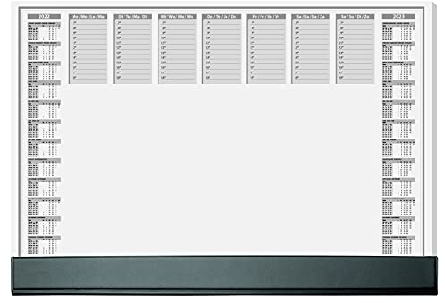 SIGEL HO365 Papier-Schreibtischunterlage mit Schutzleiste, 2-Jahres-Kalender 2022 2023, ca. DIN A2 , 40 Blatt, Schreibunterlage in nachhaltiger Verpackung
