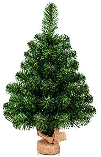 GIANTEX 60 cm künstlicher Weihnachtsbaum Tisch, Deko Tannenbaum mit Zementbasis, Mini Kunstbaum Weihnachten Deko Baum PVC Nadeln, Christbaum Christmas Tree Kunsttanne grün für Zuhause Geschäfte