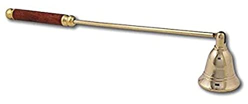 Exclusive Global Éteignoir à bougie en laiton avec manche en bois 28 cm de long avec cloche à charnière