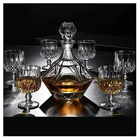 Vasos Whisky Cristal Decantador De Whisky Y Gafas Set 100% Plomo Libre Vidrio Whisky Decanter 800ml Único Elegante Perfectamente Regalo Caja De 7 Piezas (Color : B)
