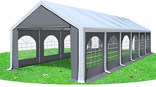Stabilezelte Partyzelt 4x12m Modular Professional PVC 500 g/m² mit Fenster Weiss GRAU