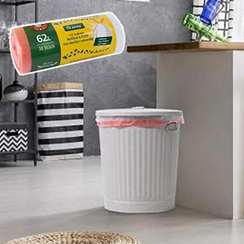 Jinfa 30 Bolsas de basura extra resistentes con asas | Transparente | 69x85 cm | Para Cubo de basura Jinfa de 62 L