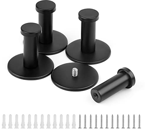 WJUAN Garderobenhaken Schwarz, 4 Stück 50 mm Kleiderhaken Schwarz, Edelstahl Handtuchhaken zum Aufhängen von Alltagsgegenständen in Küche und Schlafzimmer