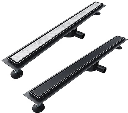 SIRHONA Caniveau Douche Italienne 90cm à carreler, Siphon de Sol Douche Italienne, Modèle 2 en 1, Acier Inoxydable
