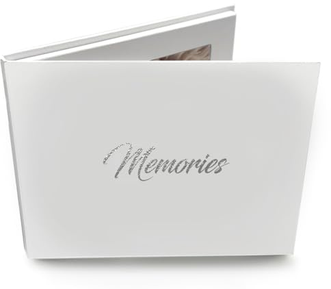 Talking Print 7 IPS HD Video Memory Book - 'Memories' Silver Foiled on Cover - A5 Hard Backed Digital Photo Video Frame Brochure - Upload Your Video & Images to 4GB/4 Hours Video