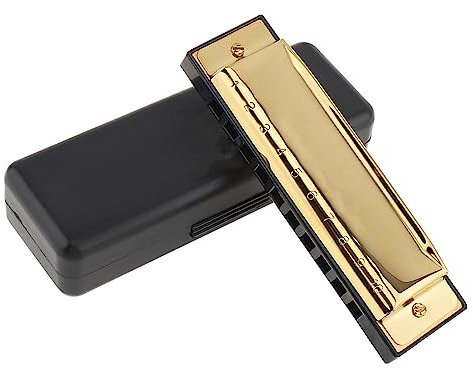 Mundharmonikas Professionelle Goldene Mundharmonika, 10 Löcher, 20 Töne, Tonart C, Musikinstrument, Diatonische Harfe