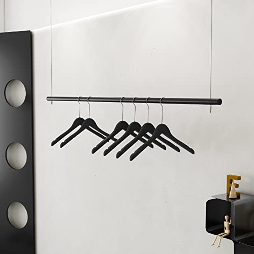 DETMOL Perchero Colgante de Techo de Altura Ajustable, Estante de Exhibición de Tienda de Ropa al por Menor, Perchero de Ventana de Acero Inoxidable