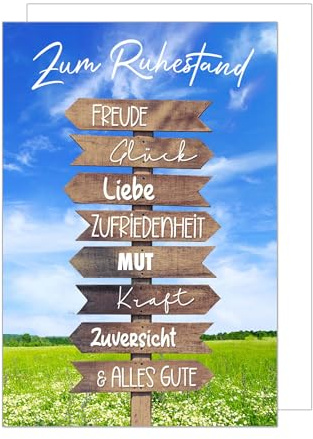 Edition Seidel Premium Glückwunschkarte zum Ruhestand mit Umschlag. Grußkarte Billet Karte für Frau Mann Kollegin Kollege Pension Abschied Rente Ruhe Wegweiser (R139 SW024)