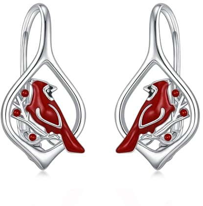 VONALA Kardinal Leverback Ohrringe für Frauen 925 Sterling Silber Kardinal Schmuck für Mädchen niedlich Tier Leverback Ohrringe Geschenke