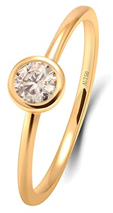Beydodo Damen Ringe Gold 585 Echtgold, Verlobungsring Solitär mit Moissanit 0.3ct Hochzeitsringe Eheringe Nickelfrei Größe 57