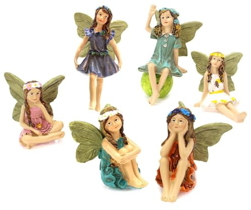 6 Stück Miniatur Feen Figuren | Miniatur Fairy Garden Feen Figur | Elfen Deko Blume Feen Statue Aus Harz Feengarten Ornamente | Mikro Landschaft Statuen, Gartendekoration für den Außenbereich