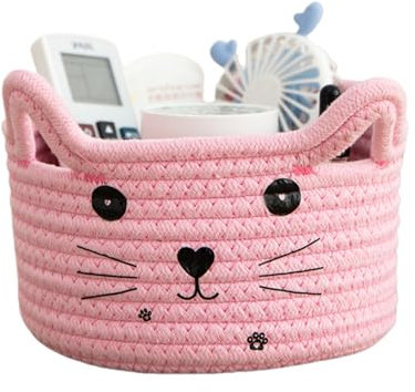 Cesto Portaoggetti in Cotone Intrecciato, Scatola Portaoggetti in Cotone per Gatti, Cestino Portaoggetti per Gatti, Adatto per Riporre Camera da Letto e Soggiorno