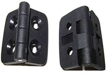 Saddgo 10 Stück schwarze Kunststoff-Scharniere, zusammenklappbar, für Schubladen, Schränke, Türen, Möbelbeschläge