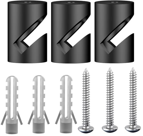 OASHISU 3 x Aluminiumlegierung Wand- und Deckenpins Schwarz für Textilkabel | V-Stil Deckenbefestigung Affenschaukel Aufputz-Kabelhalter für Lampe DIY mit Schrauben und Dübeln
