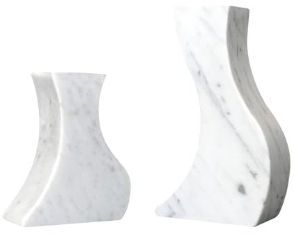 HAMAKAWA Echte Naturmarmor-Kerzenhalter Satz von 2, Carrara weißem Kalkstein Kerzenhalter passen Φ 2 cm Kegel Kerze, einzigartige Kerze Stand Dekoration für Haus, Abendessen, Partei, Hochzeit