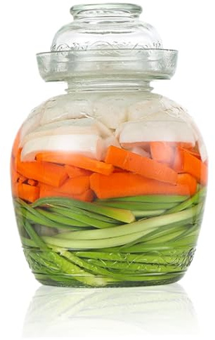 Contenedor de encurtido 2.5 l frasco de fermentación de grado alimenticio contenedores de kimchi tradicionales con tazón jarra de vidrio transparente con kit de fermentación de tapa para chaurio kimc