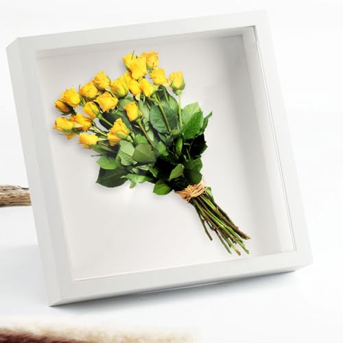 3D shadow box frame 8x8 inches, white craft box frame 3D deep box frame, 22x22 cm display box, deep photo frame for filling objects under 3 cm photo pictures artwork memories flowers DIY crafts
