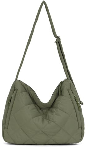 EVEOUT Puffer Bolsos de Hombro Acolchado para Mujer Grande Ligero Shoppers Puffer Quilted Bolso Tote para Gimnasio Trabajo Vacaciones
