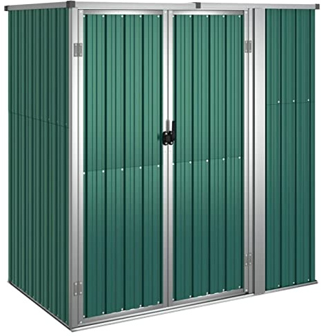 Gecheer Capanno per Attrezzi, Spazioso con Tetto Inclinato per Drenaggio Acqua, 161x89x161 cm, Acciaio Zincato e Metallo, per Giardinaggio e Conservazione Attrezzi da Esterno