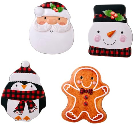 HOLIDYOYO 4pezzi Scatola Natalizia Lattina Per Biscotti e Dolciumi Pratica e Leggera Decorata Con Motivi Festivi Per Conservare Snack e Regali Di Natale