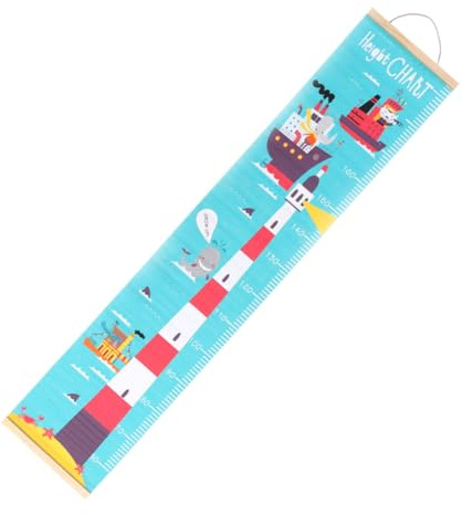 Abaodam Nordische Wachstumstabelle für Kinderzimmer mit Lustigem Leuchtturm Motiv und Ölleinwand Wandhängende Höhenmesskarte zum Aufrollen als Kinderzimmerdekoration