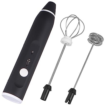 Cabilock Batidor Recargable 3 Velocidades, Espumador de Leche Eléctrico Negro, Batería Incorporada, Usb, para Uso Doméstico y Café, Utensilio Versátil para Batir Huevos y Leche