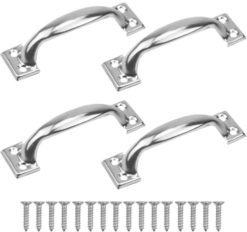 4 Stück Edelstahl Möbel Griffen, 3 Inch Schrankgriffe, Vintage Möbelgriffe, Schubladengriffe Mit Schrauben, Ideal für Außenbereich, Innenbereich, Garage und Kleiderschrank, Silber