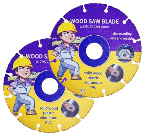 Wood Cutting Discs, 2Pcs 115-125mm Carbide Saw Blade 22.23mm Bore for Woodworking Cutting Disc Wood Plastic Tire Rubber Carbide Finishing Saws Blade (125mm)